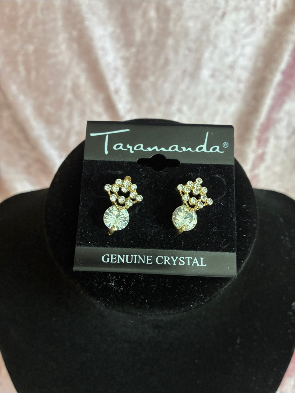 Gold Crystal Cluster Drop Earrings in Clear